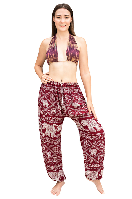Chained Elephant Pants in Burgundy